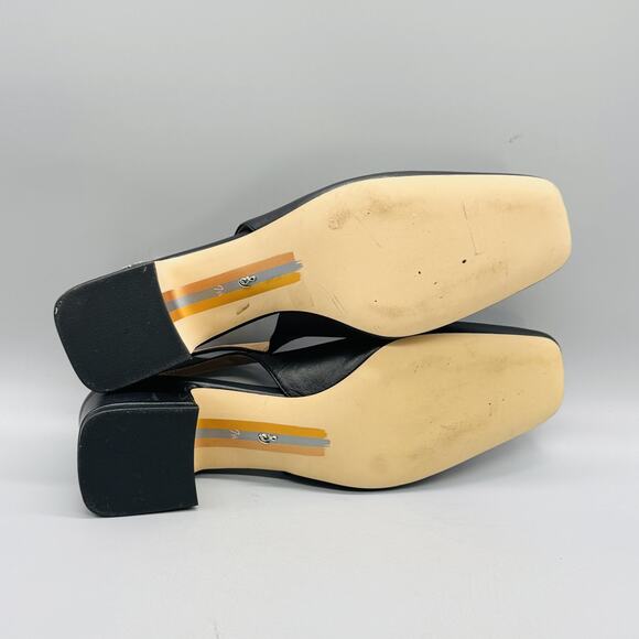 Sam Edelman Shoes Womens 7.5 Black Leather Slingback Block Heel Pumps Dress - Picture 8 of 11